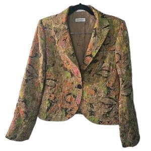 Bernard Zins Paris‎ Paisley Button Front Jacket Blazer Women's Size 42